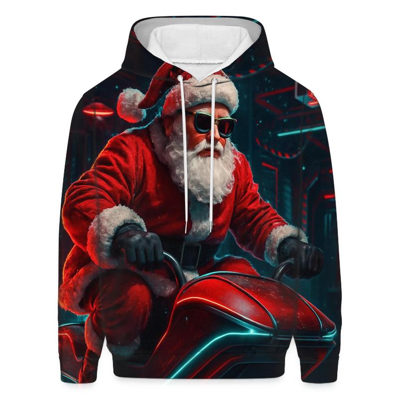 Neon Workshop Santa On A Hover Sleigh custom hoodies