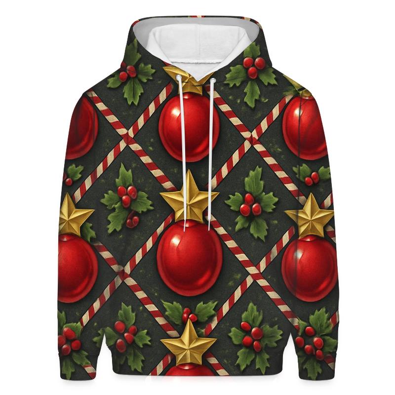 Crimson Ornament Star Tessellation On Charcoal Background premium hoodies