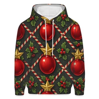 Crimson Ornament Star Tessellation On Charcoal Background premium hoodies