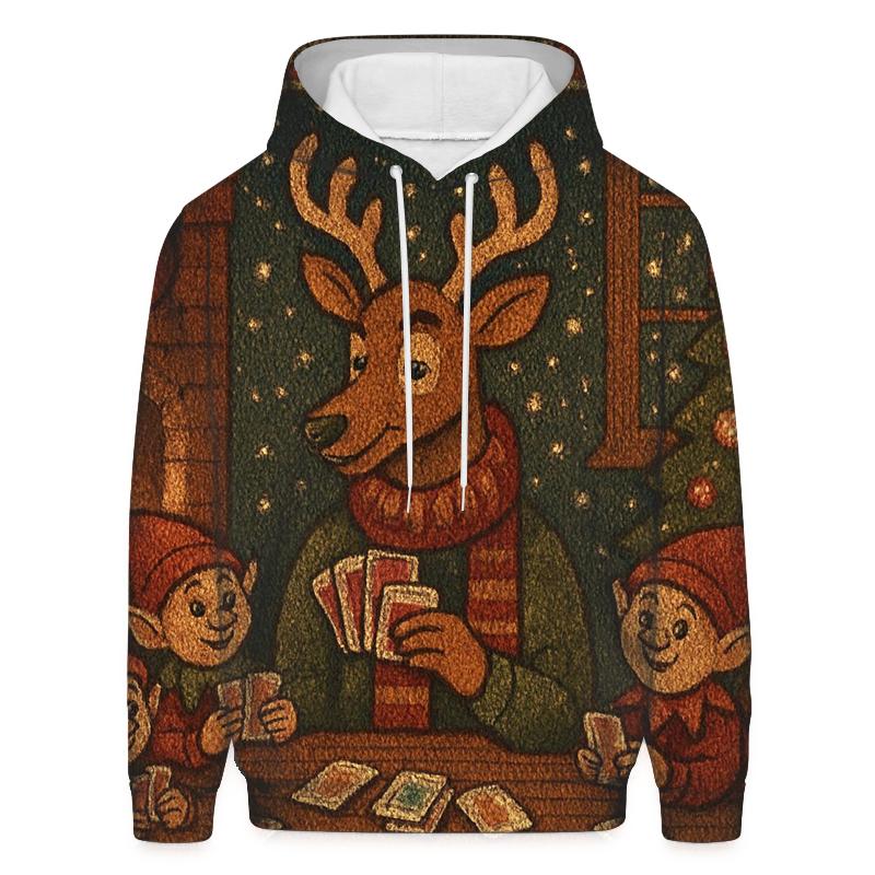 Reindeer Card Dealer Cabin Night hoodies fashion