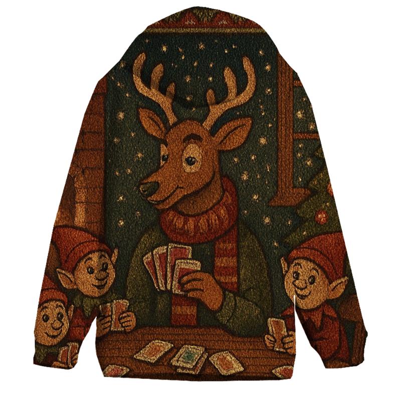 Reindeer Card Dealer Cabin Night hoodies fashion