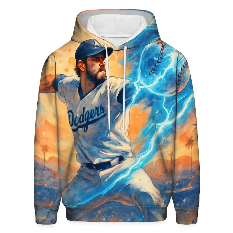 Sunset Pitcher Storm With Icy Blue Lightning graphic hoodies