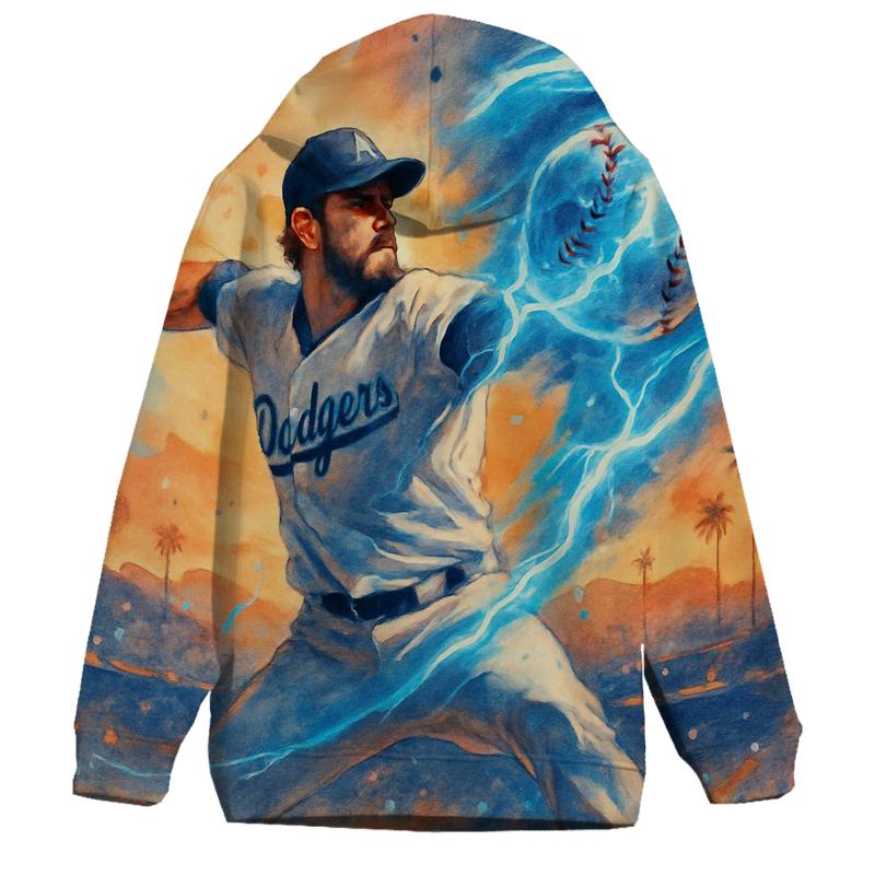 Sunset Pitcher Storm With Icy Blue Lightning graphic hoodies