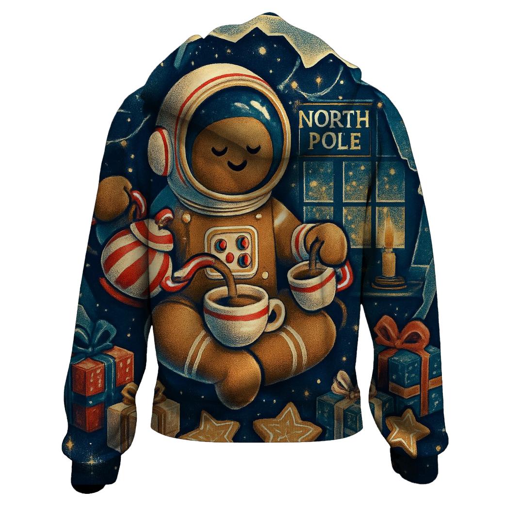 Gingerbread Astronaut Tea Party Orbit embroidered hoodies