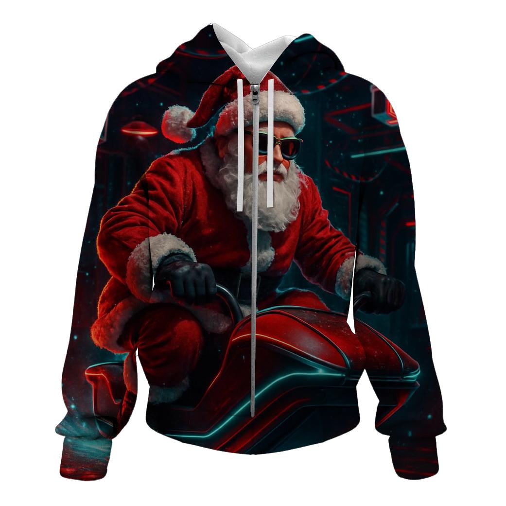 Neon Workshop Santa On A Hover Sleigh custom hoodies