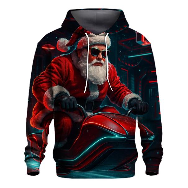Neon Workshop Santa On A Hover Sleigh premium hoodies