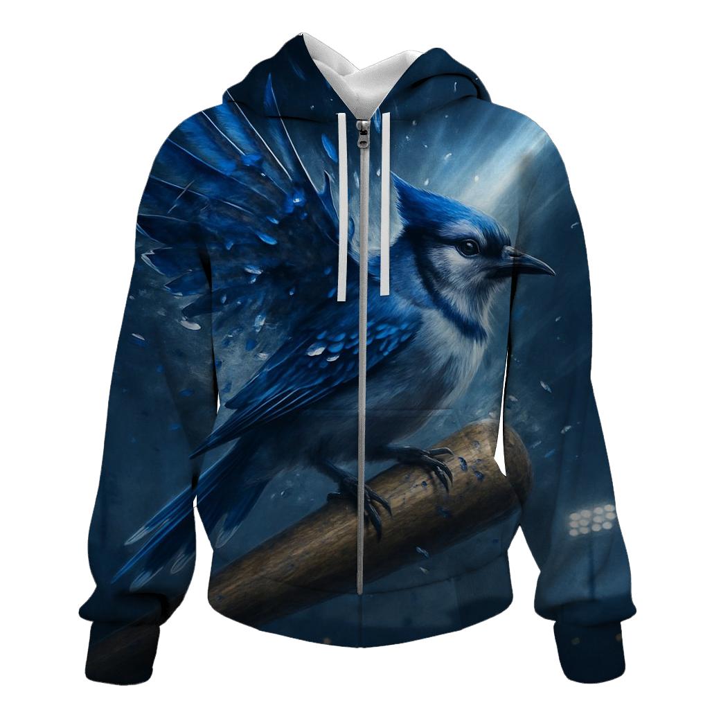 Midnight Pinwheel With Blue Jays Flight printed hoodies