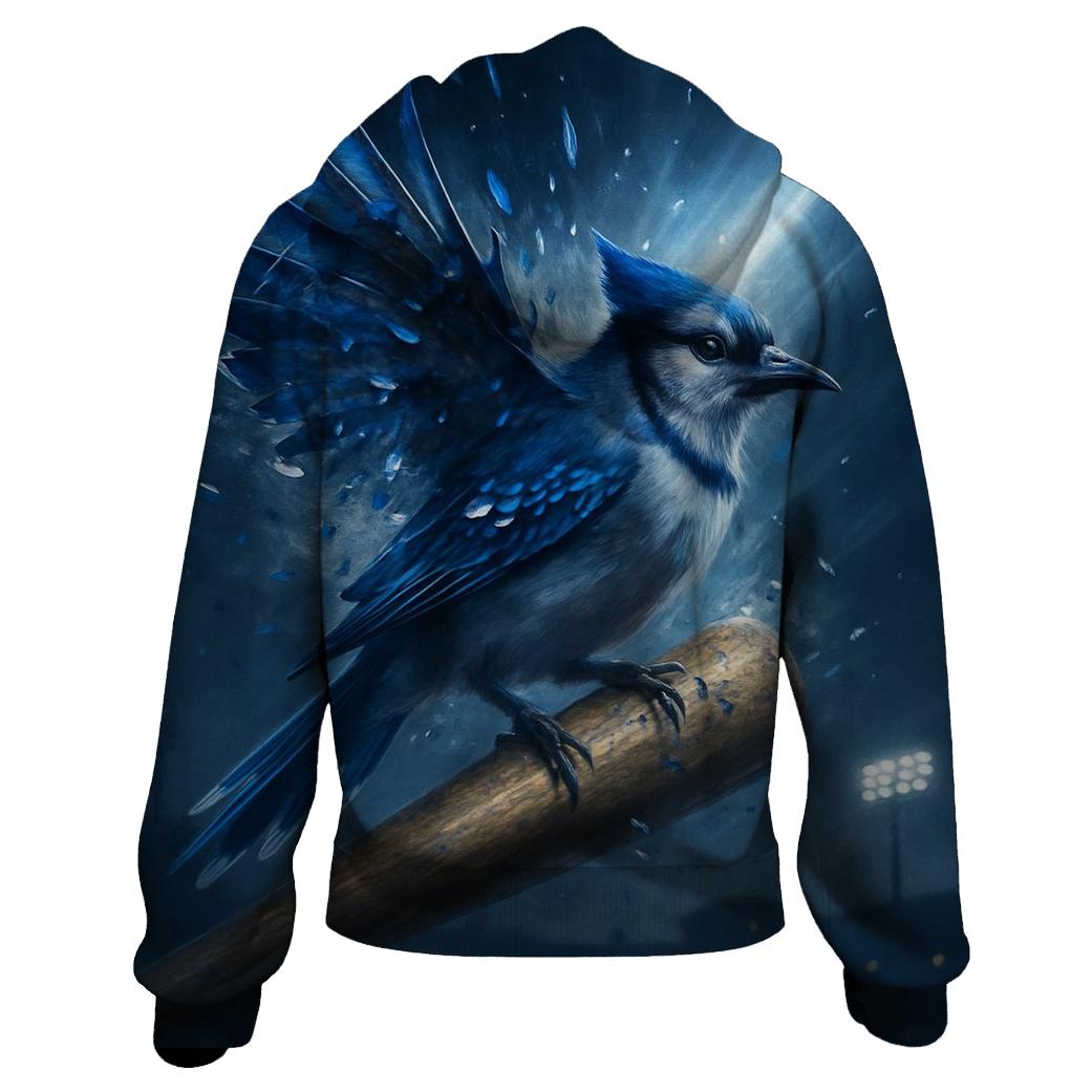 Midnight Pinwheel With Blue Jays Flight printed hoodies