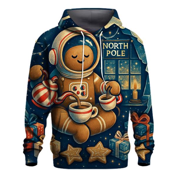 Gingerbread Astronaut Tea Party Orbit embroidered hoodies