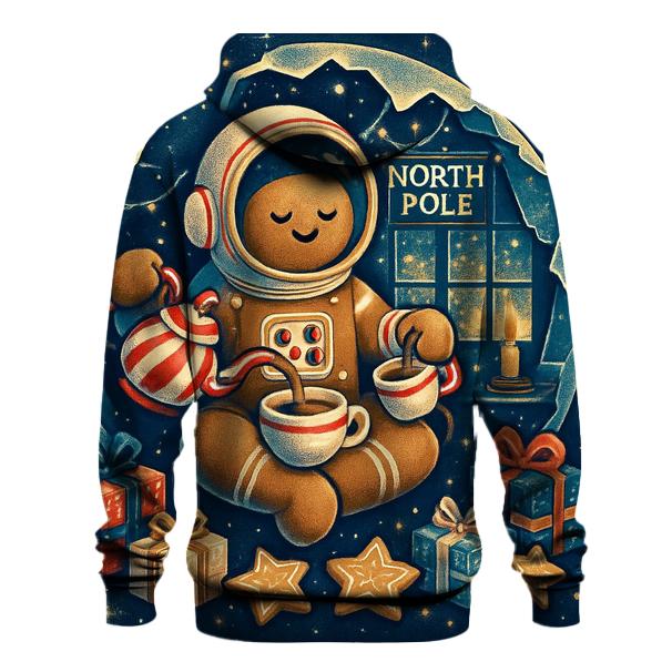 Gingerbread Astronaut Tea Party Orbit embroidered hoodies