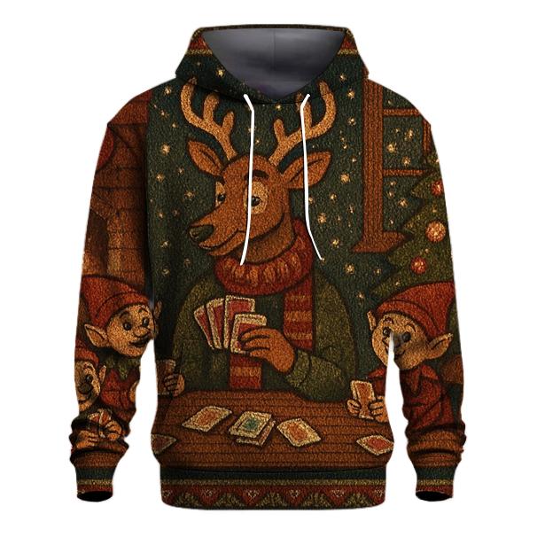 Reindeer Card Dealer Cabin Night custom hoodies