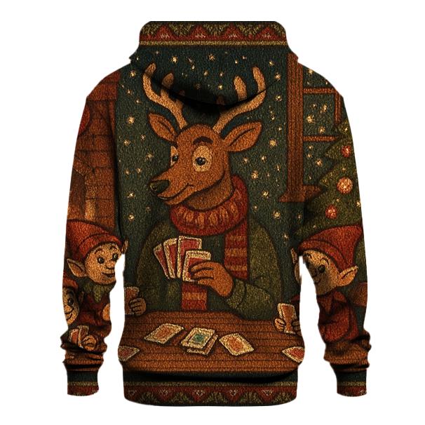 Reindeer Card Dealer Cabin Night custom hoodies