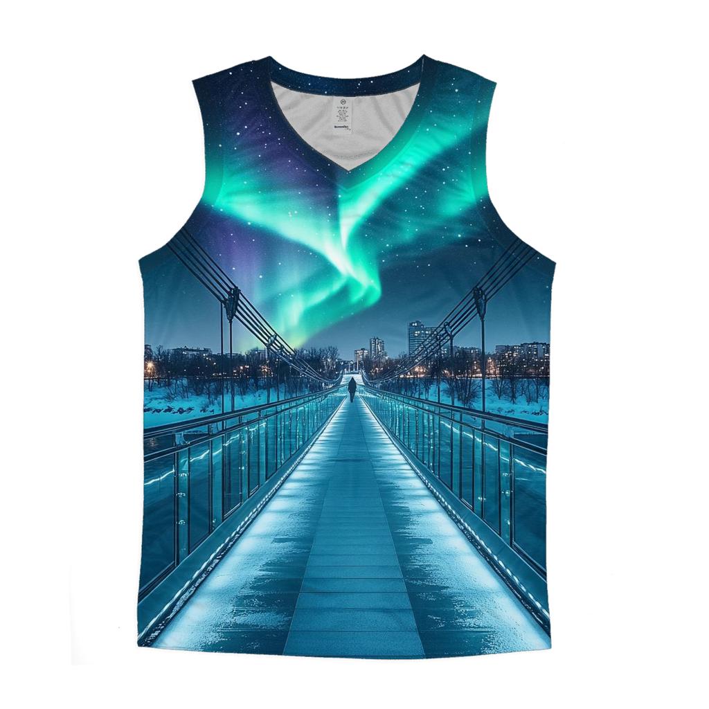 Aurora Over Glass Bridge sports performance tank tops