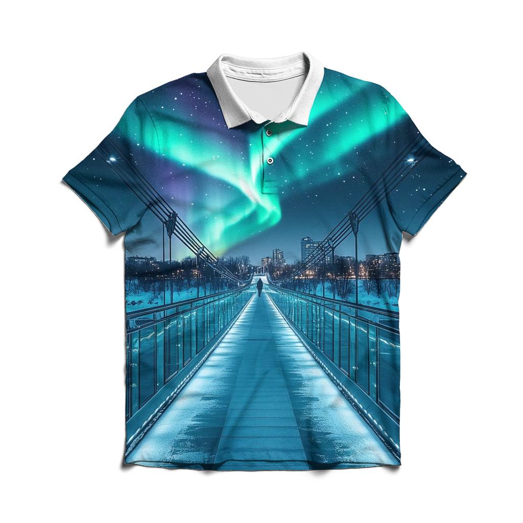 Aurora Over Glass Bridge casual sports polo shirts