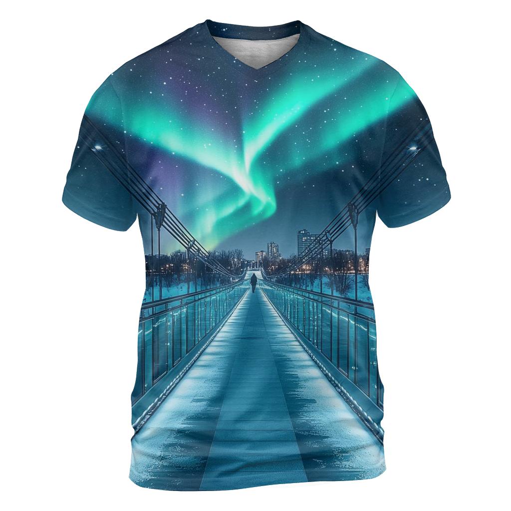 Aurora Over Glass Bridge custom all-over print shirts