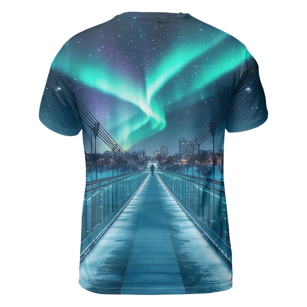 Aurora Over Glass Bridge custom all-over print shirts