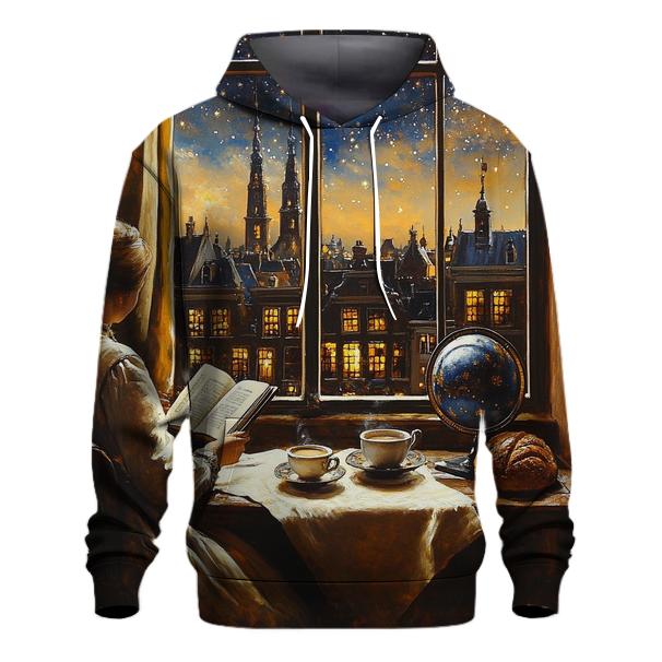 Johannes Vermeer Inspired Starlit Cafe Interior custom hoodies