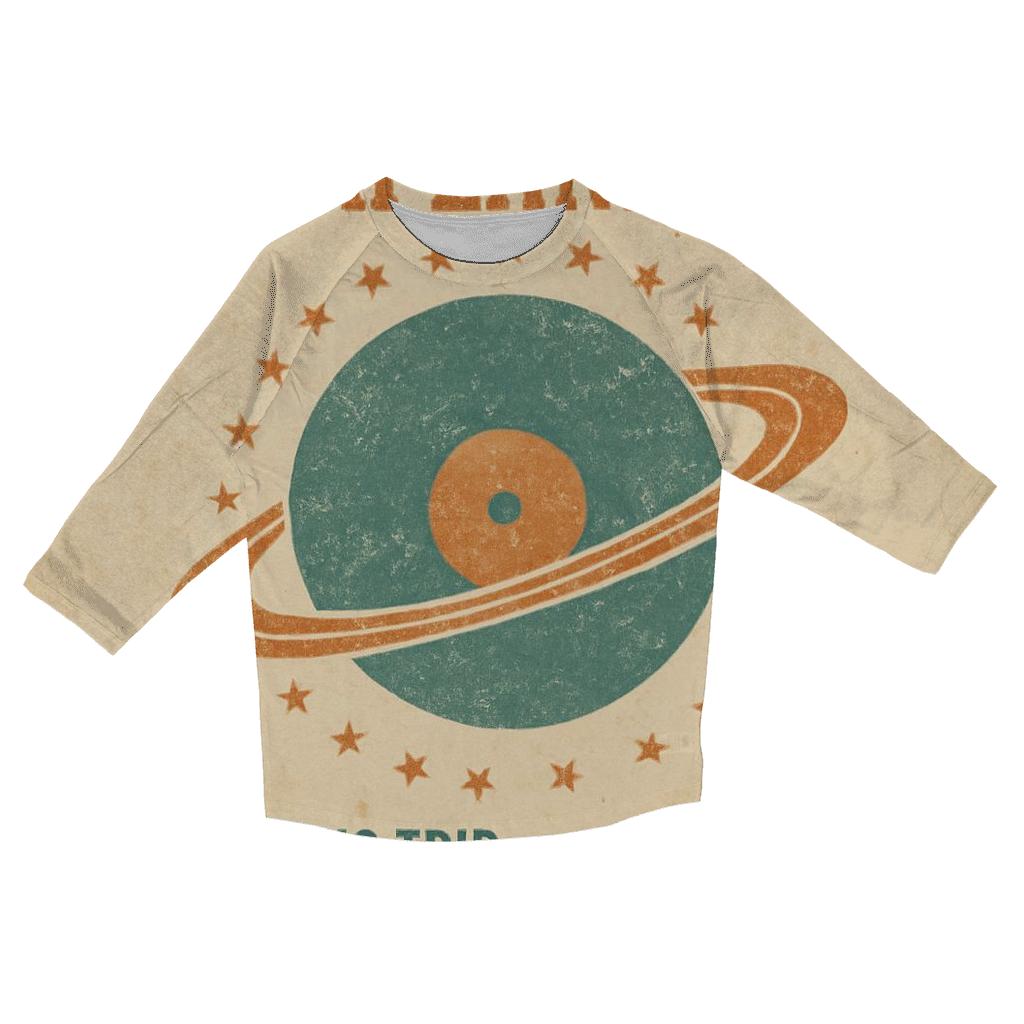 Worn Vinyl Planet Jukebox Label fashion 3/4 sleeve shirts