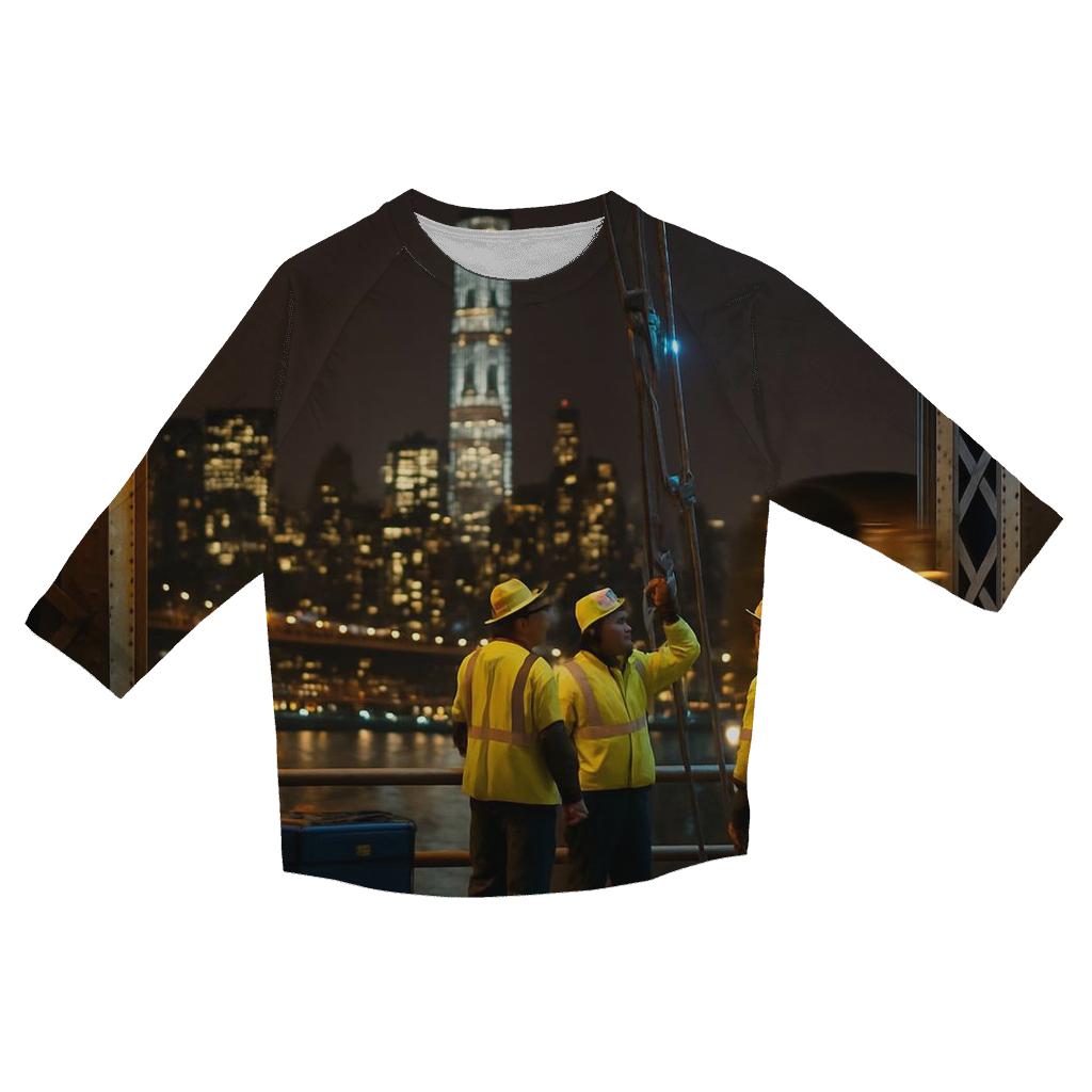 Midnight Maintenance On The Manhattan Bridge casual three quarter sleeve shirts