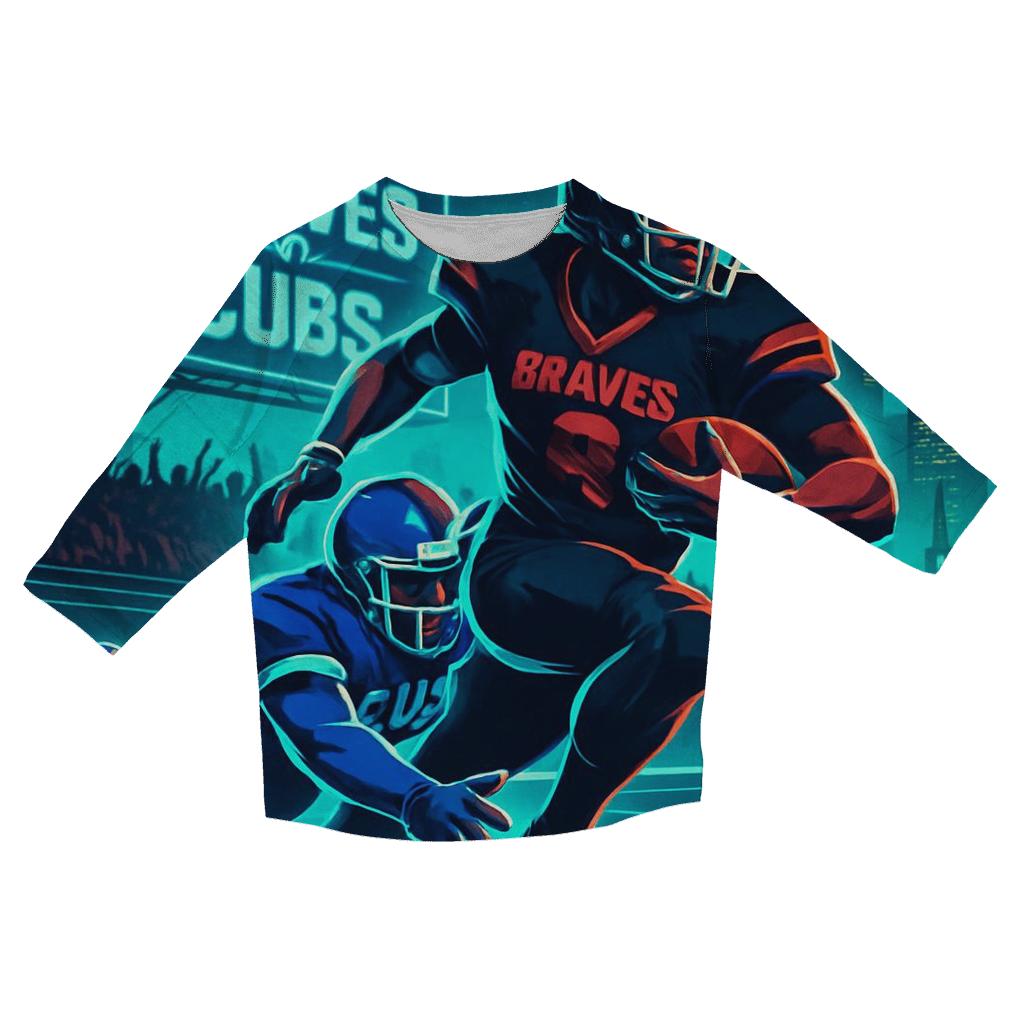 Neon Skyline Scrimmage Braves Versus Cubs custom 3/4 sleeve shirts