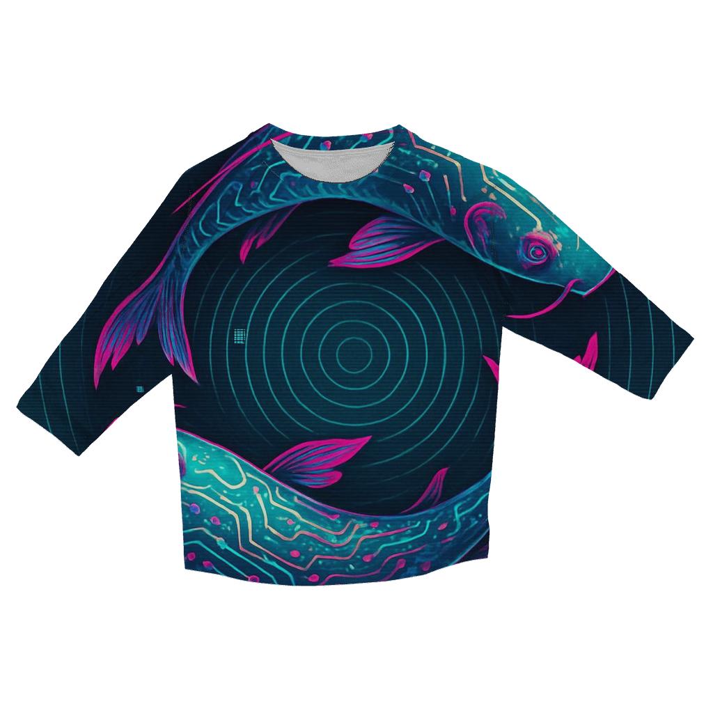 Prismatic Koi Circuit Drift designer 3/4 sleeve blouses