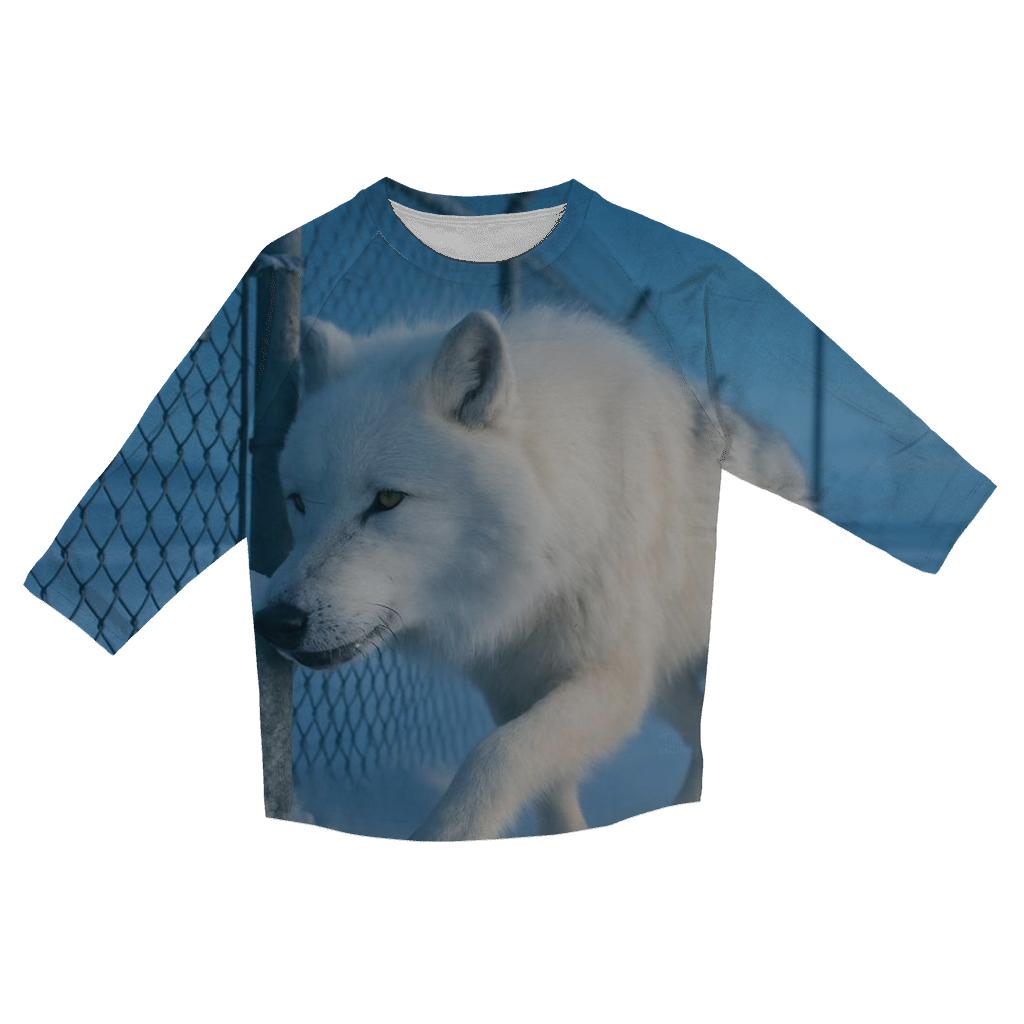 Arctic Wolf Along The Weather Station Fence Line fashion 3/4 sleeve shirts