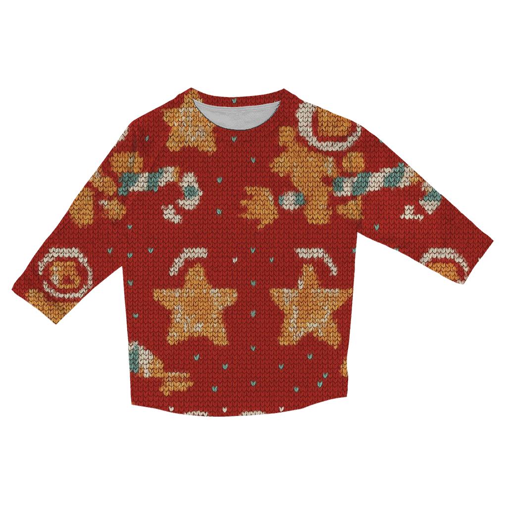 Galactic Gingerbread Rocket Sweater Tile Design stylish quarter sleeve tops
