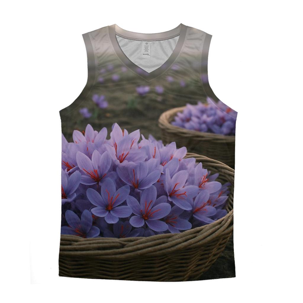 Saffron Crocus Harvest Trays In A Dawn Field designer workout tanks