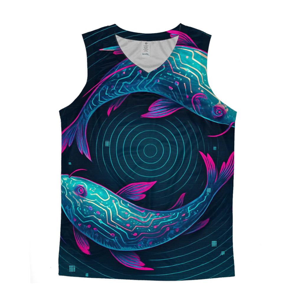 Prismatic Koi Circuit Drift graphic print tank tops