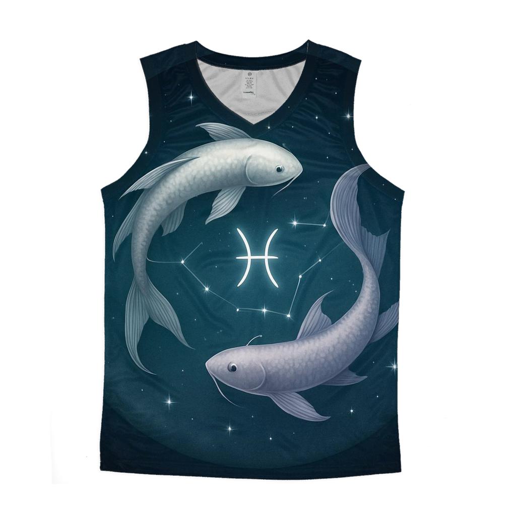 Pisces Moonlit Dual Fish Constellation Mirror custom tank tops
