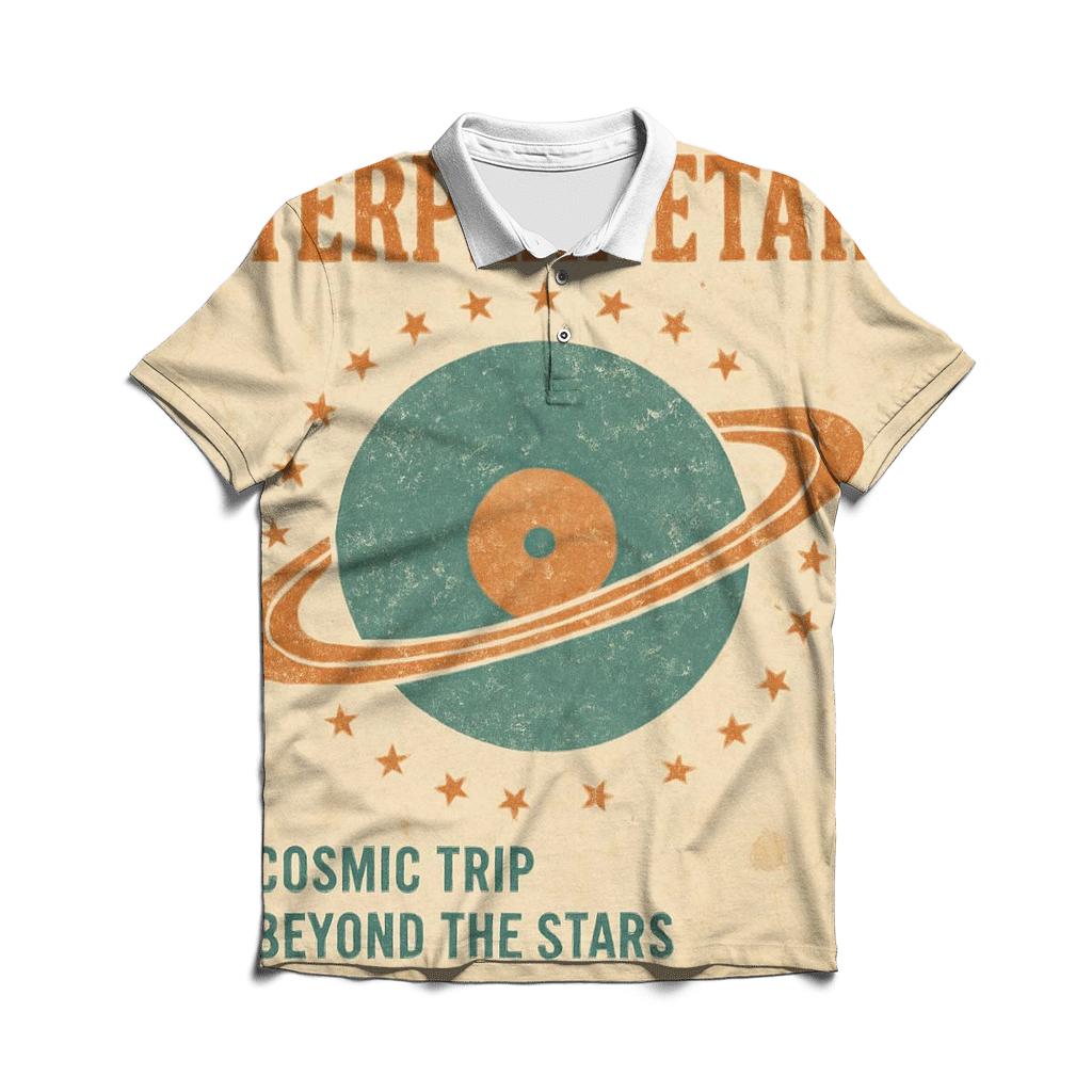 Worn Vinyl Planet Jukebox Label branded logo polo shirts