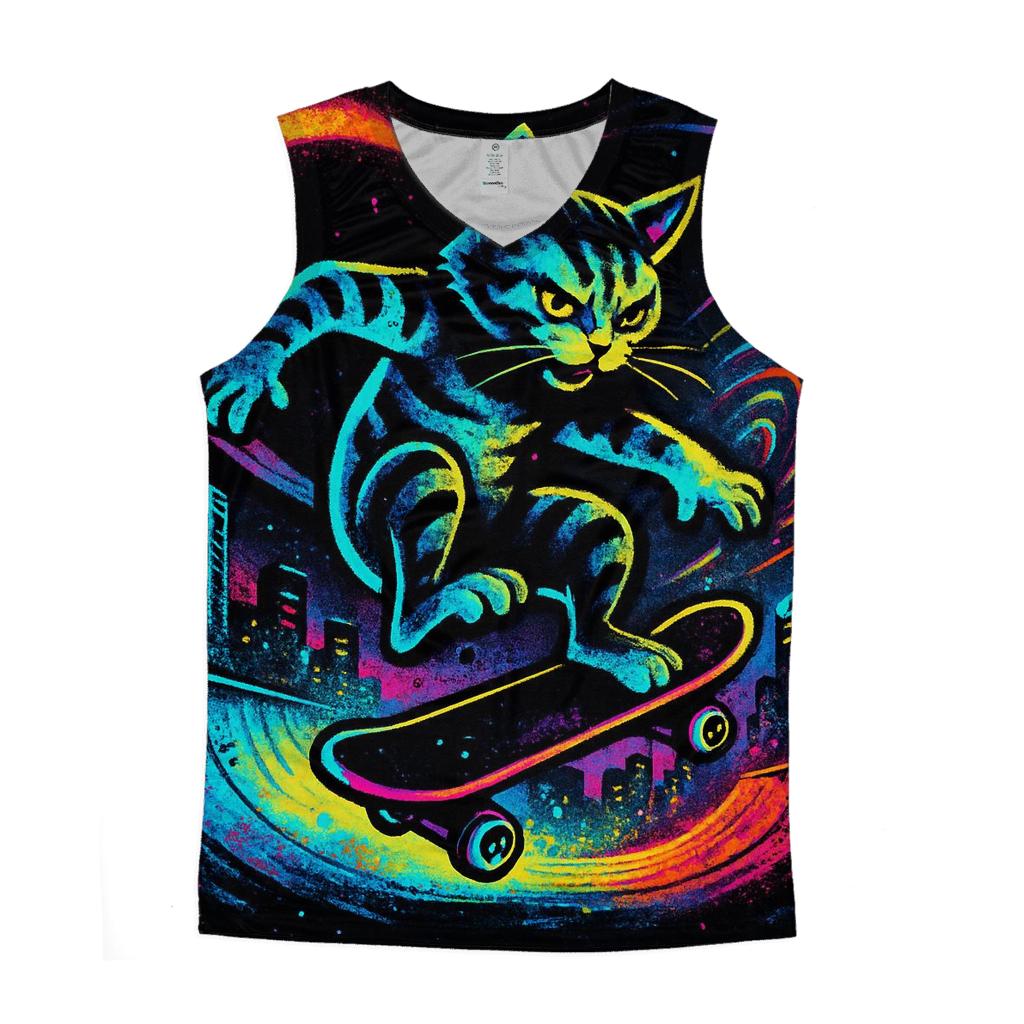 Prismatic Skatepark Gravity Cat personalized athletic tanks
