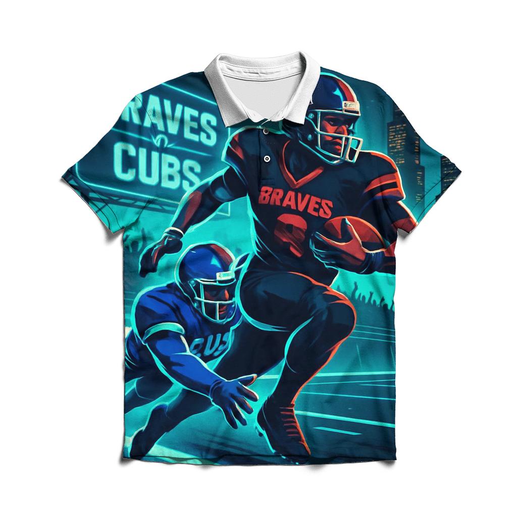 Neon Skyline Scrimmage Braves Versus Cubs embroidered polo tops