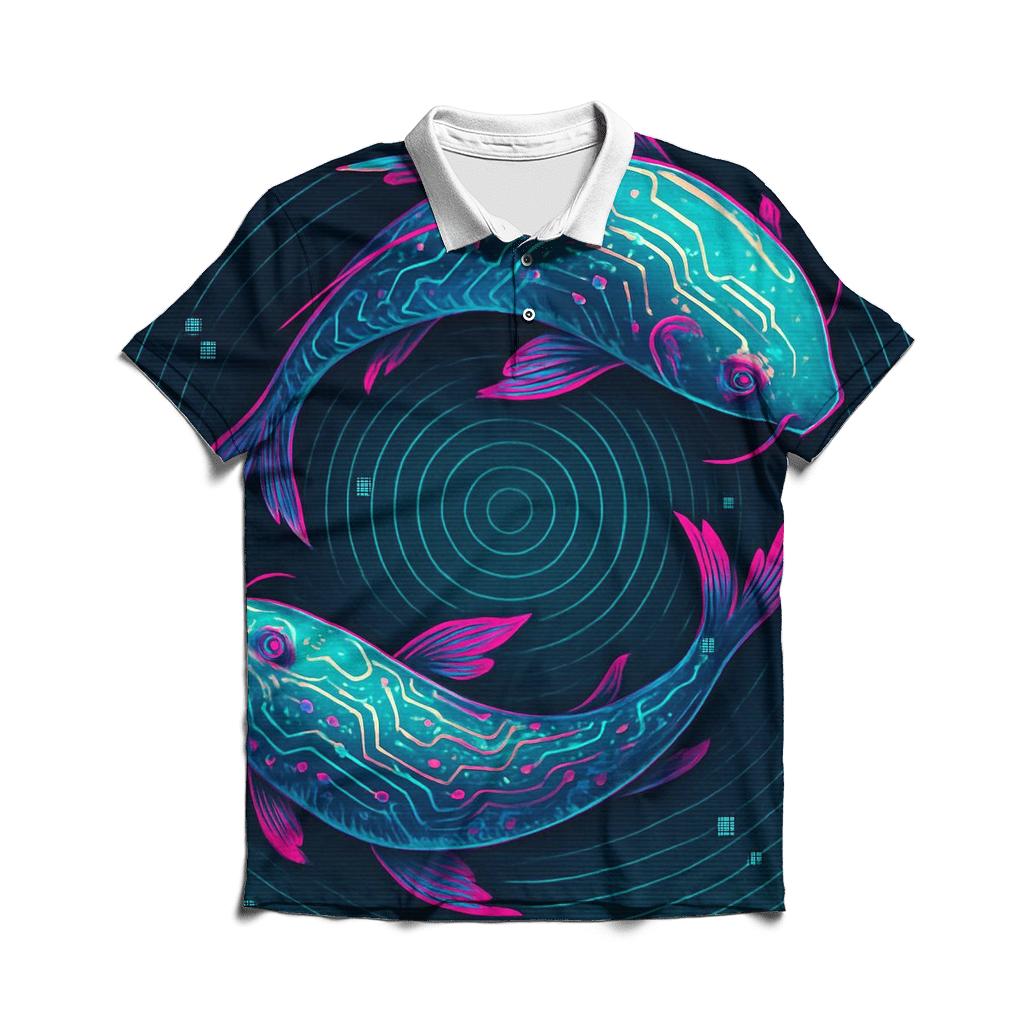 Prismatic Koi Circuit Drift stylish collar polo tees