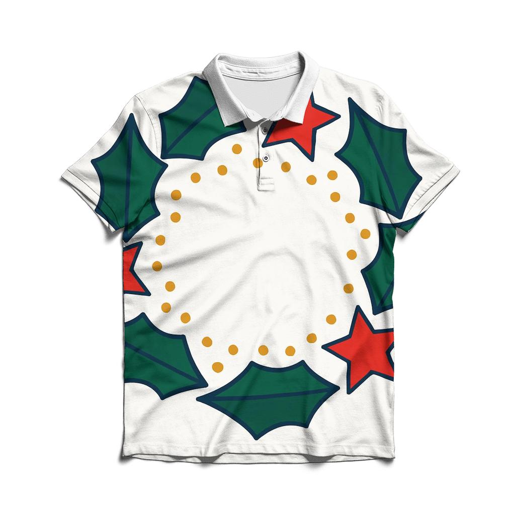 Starlit Holly Orbit Wreath designer slim fit polos