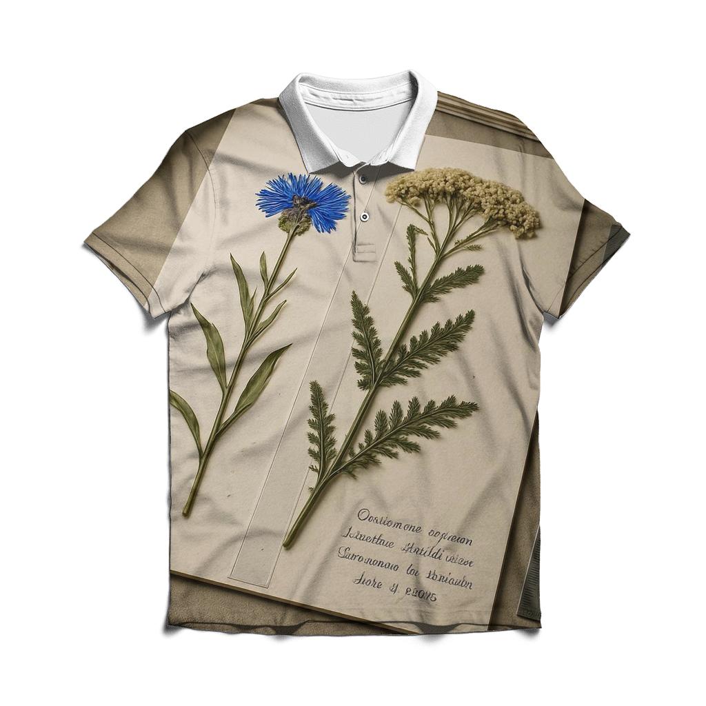 Pressed Wildflower Herbarium Page Beside A Light Box casual sports polo shirts
