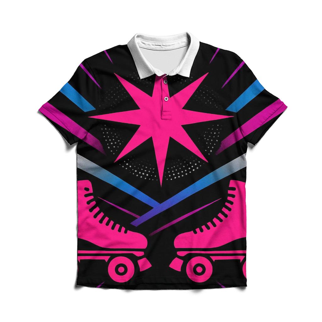 Chrome Roller Rink Starburst custom polo shirts