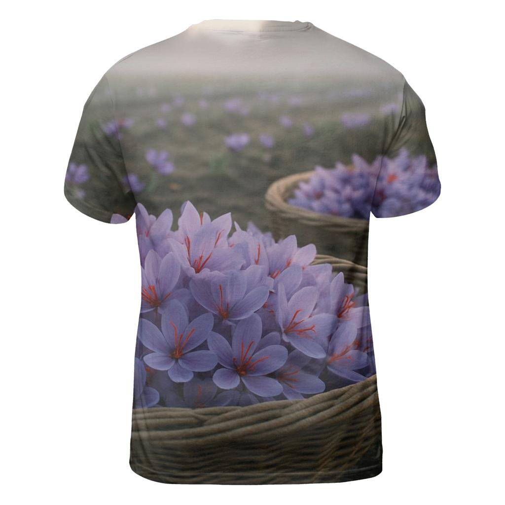 Saffron Crocus Harvest Trays In A Dawn Field creative print fashion shirts