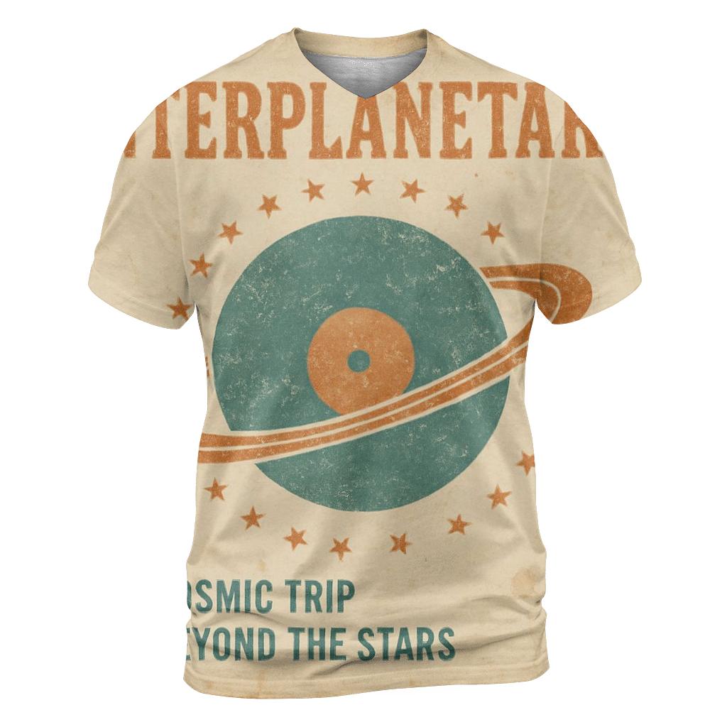 Worn Vinyl Planet Jukebox Label artistic all-over print tops