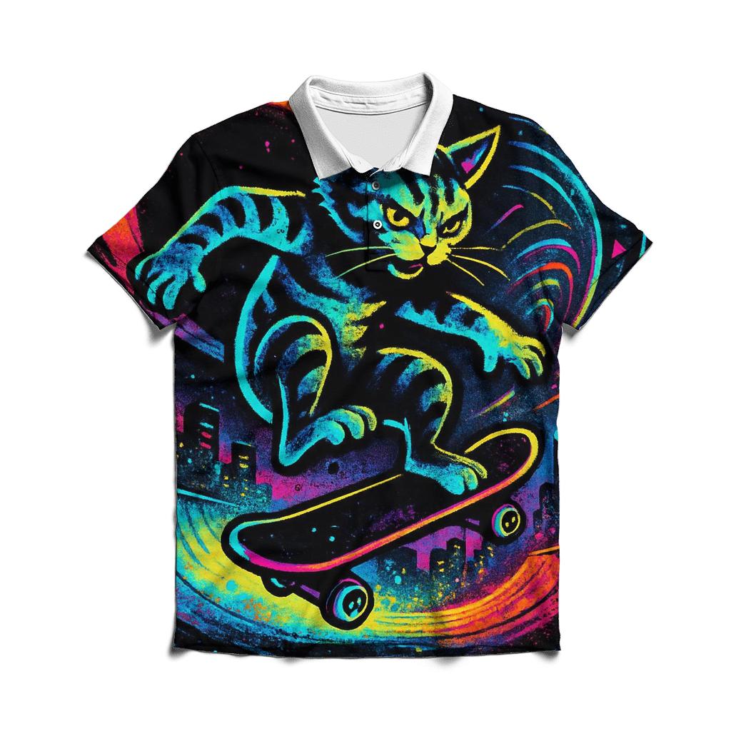 Prismatic Skatepark Gravity Cat stylish collar polo tees