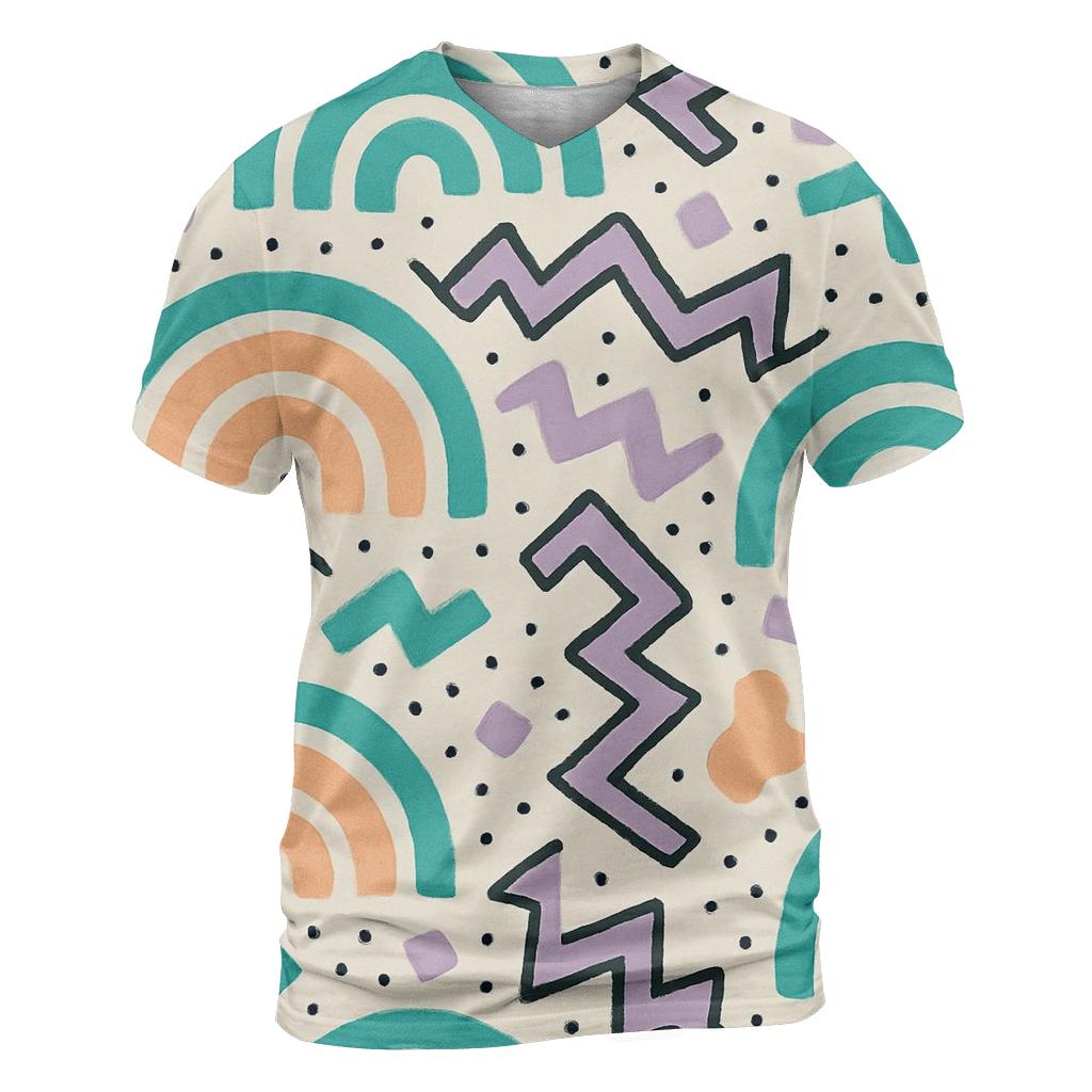 Pastel Memphis Radio Waves unique graphic print tees