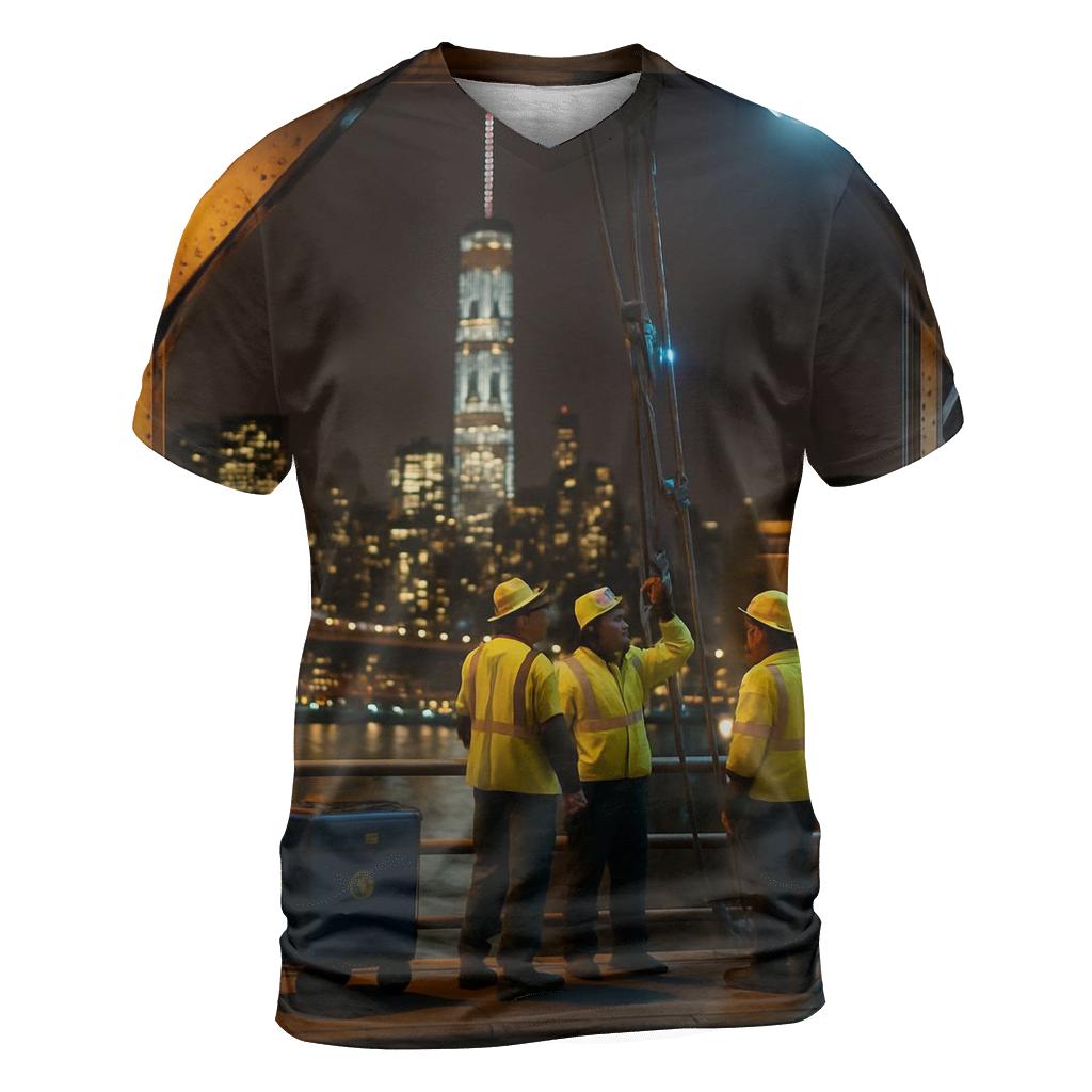 Midnight Maintenance On The Manhattan Bridge statement graphic shirts