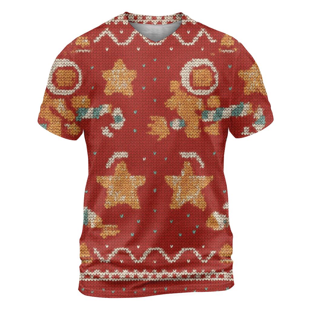 Galactic Gingerbread Rocket Sweater Tile Design artistic all-over print tops
