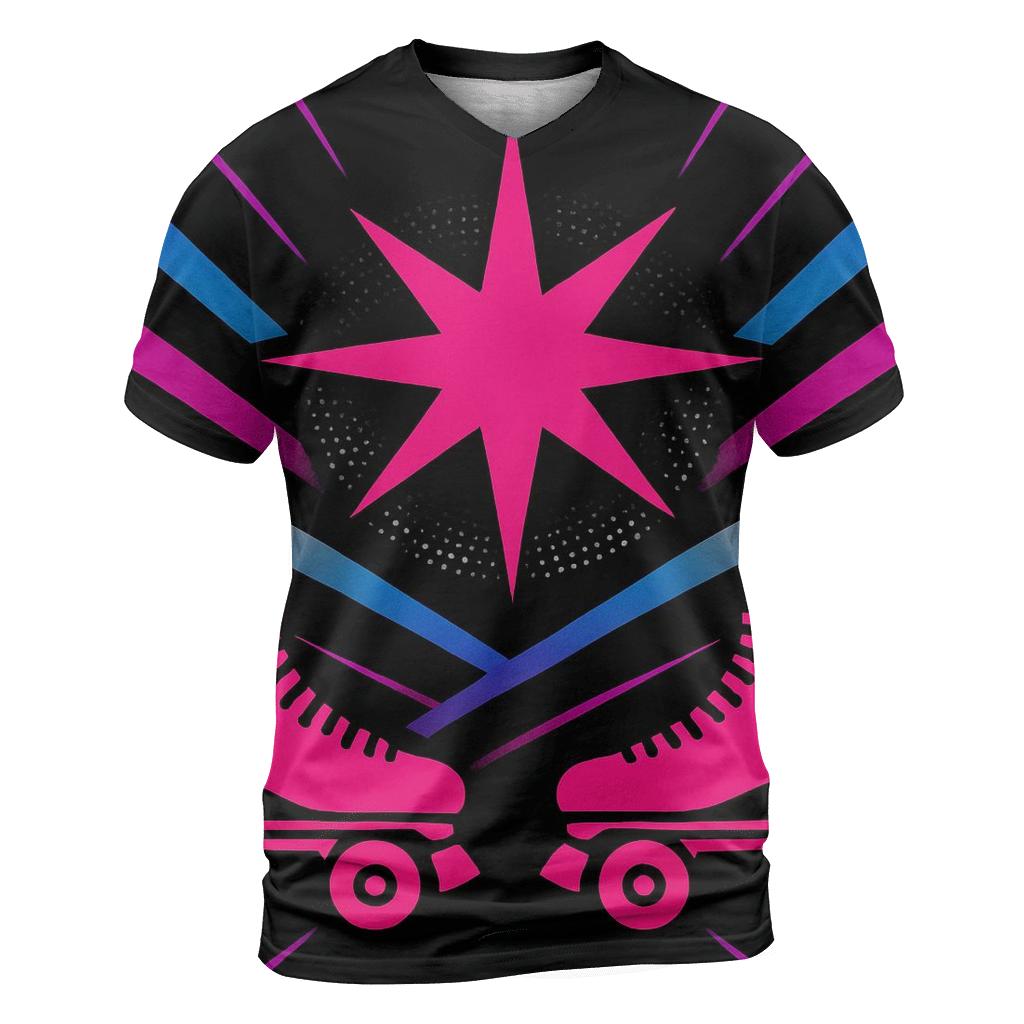 Chrome Roller Rink Starburst vibrant all-over design tees