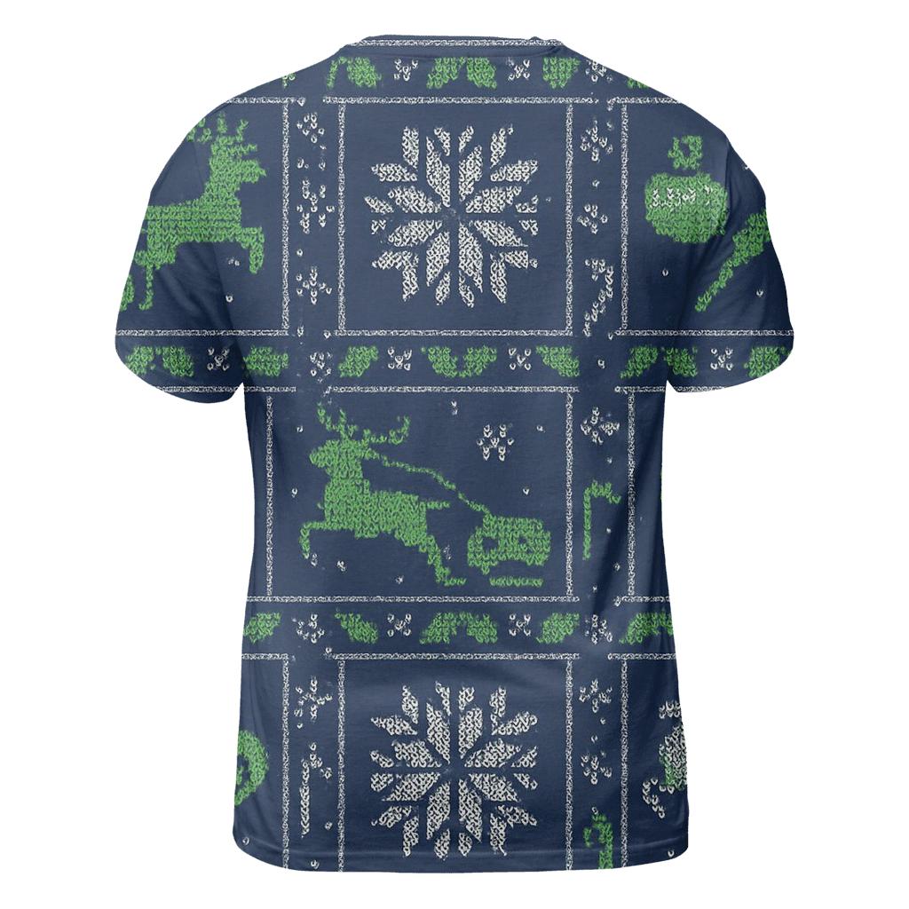 Aurora Reindeer Sleigh Circuit Knit Grid Design trendy printed shirt styles