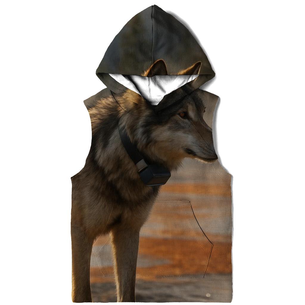 Radio Collared Wolf In Geothermal Steam Basin heavyweight hoodies