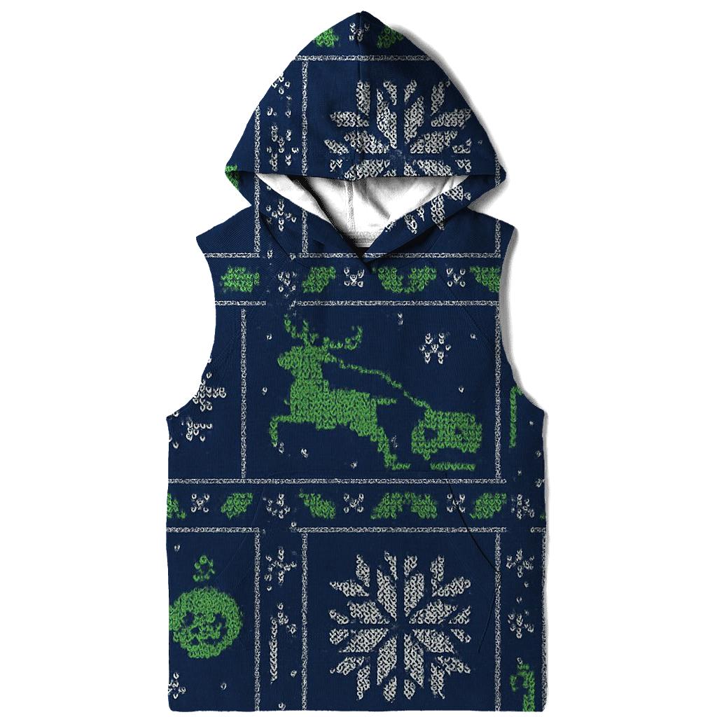 Aurora Reindeer Sleigh Circuit Knit Grid Design embroidered hoodies