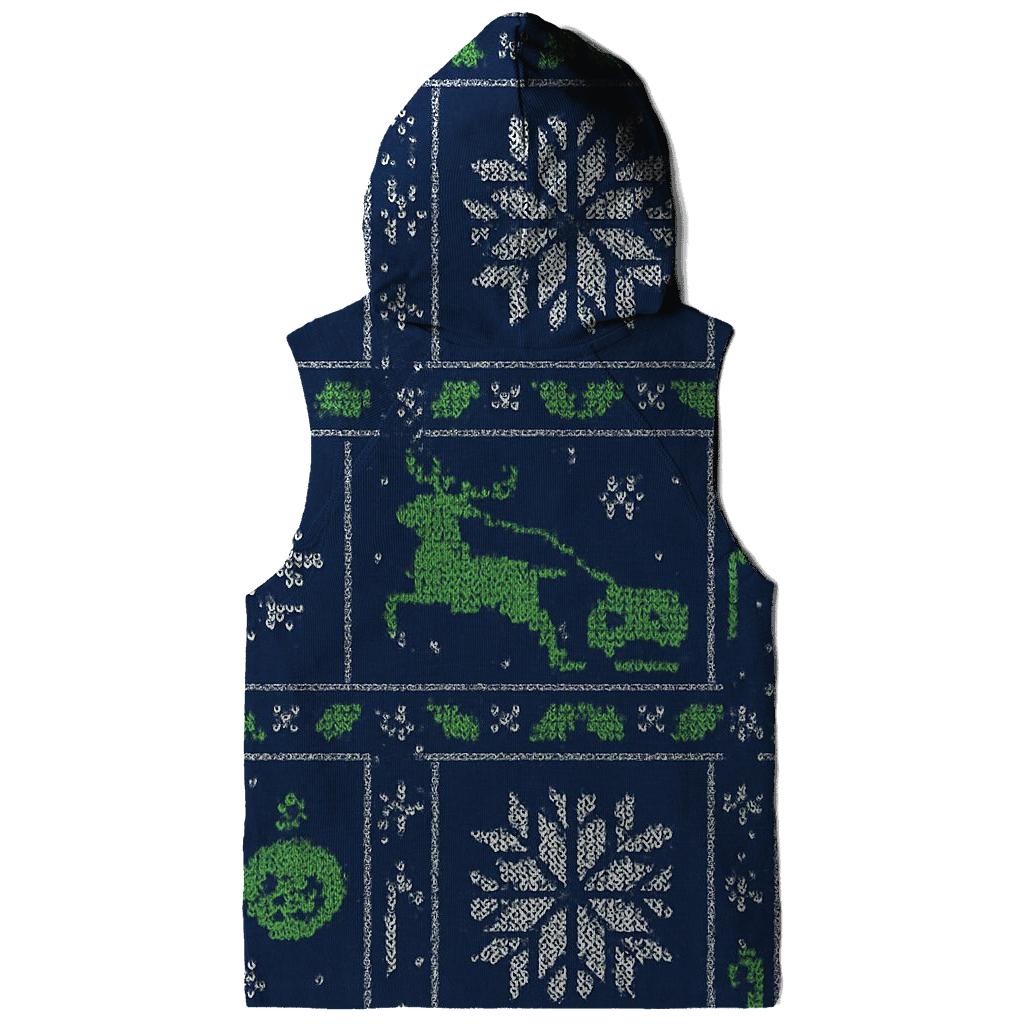 Aurora Reindeer Sleigh Circuit Knit Grid Design embroidered hoodies