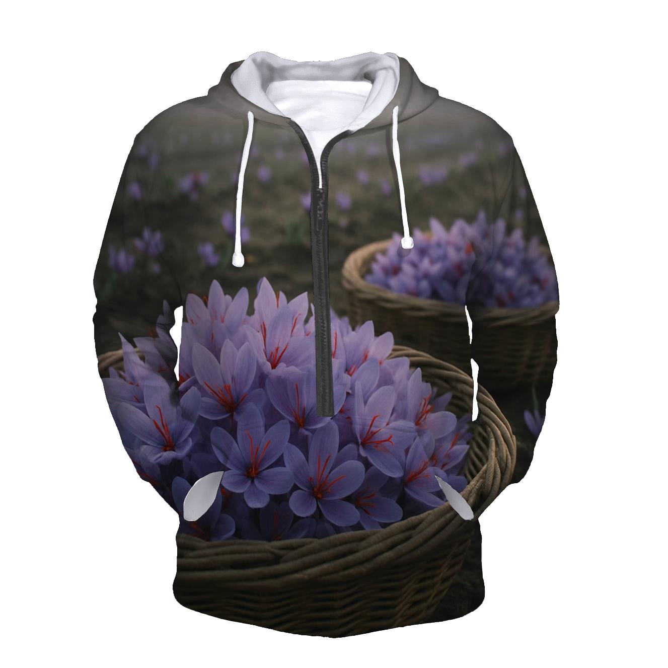Saffron Crocus Harvest Trays In A Dawn Field zip-up hoodies
