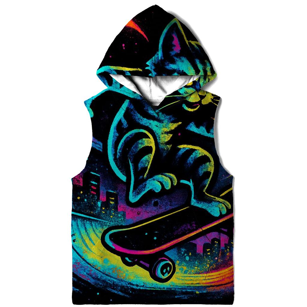 Prismatic Skatepark Gravity Cat embroidered hoodies